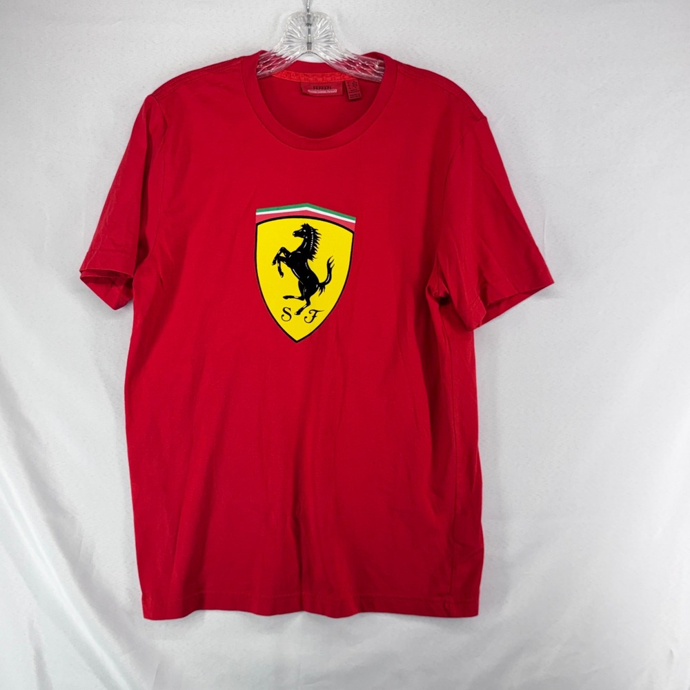 Ferrari T-Shirt Mens Medium Red Scuderia Shield Graphic Tee Racing Motorcore